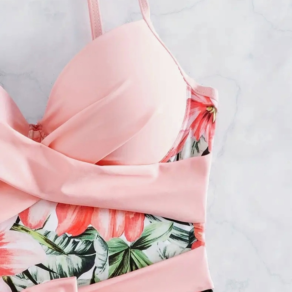 Floral Pink Kids One Piece Swimsuit